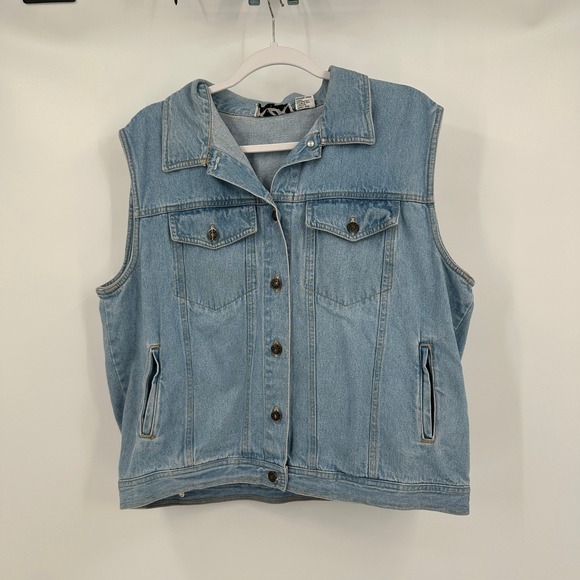 KZK Jackets & Blazers - Womens Vintage Y2K Jean Denim Vest Size XL Grunge Streetwear Utility 90s